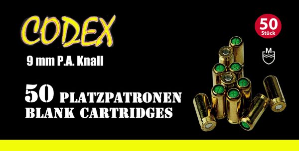 Platzpatronen Codex Kal. 9mm P.A.K.  für Pistolen