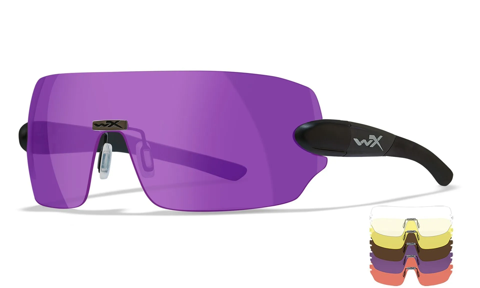 Wiley X Detection Brillen Set ultra cool mit 5 wechselbaren Gläsern:  grau/klar/orange/gelb / violett