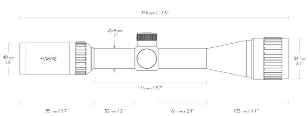 Hawke Vantage 4-12x40 AO, 1", IR Rimfire .22 WMR - Image 4